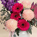 Vibrant Mixed Flowers Violet Garden Vase