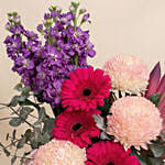 Vibrant Mixed Flowers Violet Garden Vase