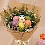 Pastel Smile Bloom Buddies Flower Bouquet and Jellycat Cake