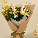 Whimsical Bunny Bloom Buddies Bouquet and Vanilla Cake
