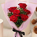Valentines 6 Roses and Teddy Combo