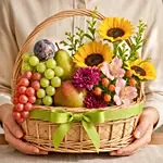 Mixed Flowers and Fruits Basket