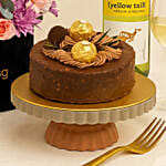 Elegant Flowers Box with Wine & Cake