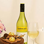 Elegant Flowers Box with Wine & Cake