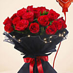 LED Elegance Rose Bouquet with Heart Balloon