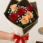 Romantic Rose Flowers with Chocolate Cake