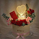 Love Valentine Roses with Chocolate Gift Box & LED Lamp