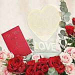 Love Valentine Roses with Chocolate Gift Box & LED Lamp