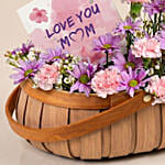 Mother’s Love Pink & Purple Floral Basket with Chocolates