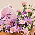 Mother’s Love Pink & Purple Floral Basket with Chocolates