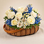 Blue and White Blooms Basket