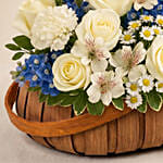 Blue and White Blooms Basket