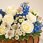 Blue and White Blooms Basket