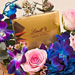 Lindt Swiss Chocolate And Flowers Basket