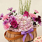 Flowers Gift Basket and Cake