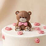 Sweetest Hug Teddy Bear & Rose Cream Cake