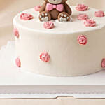 Sweetest Hug Teddy Bear & Rose Cream Cake