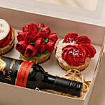 Yellow Tail Wine & Personalised Floral Cupcake Box