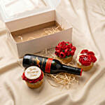 Yellow Tail Wine & Personalised Floral Cupcake Box