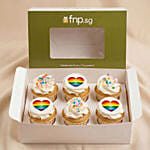 Rainbow Hearts Cupcakes 6Pcs