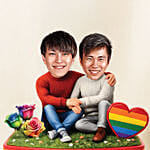 Personalised Rainbow Romance Caricature Display