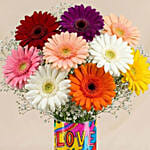 Love Is Love - Colorful Gerbera Flower Vase