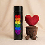 Rainbow Heart Temprature Bottle with Plush Toy