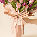 Lovely Pink N Light Pink Tulips Bouquet