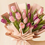 Lovely Pink N Light Pink Tulips Bouquet