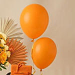 Happiness - Orange Flowers Chocolate Cake n Balloons