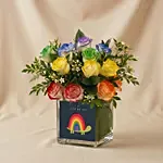 Just Be You - Rainbow Roses  Vase Arrangement