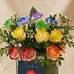 Just Be You - Rainbow Roses  Vase Arrangement