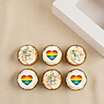 Rainbow Hearts Cupcakes 6Pcs