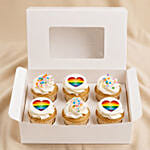 Rainbow Hearts Cupcakes 6Pcs