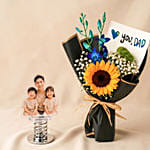 Personalised Car Bobble with Love you Dad Sunflower Bouquet