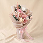 Soft Pink Rose & Teddy Bear Small Flower Bouquet