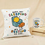 Dad's Not Sleeping - Funny Cushion & Mug Gift Set