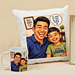My Hero, My Dad - Comic Style Cushion, Mug & Frame Gift Set