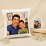 My Hero, My Dad - Comic Style Cushion & Mug Gift Set