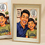 Fathers Day Present - Comic Style Cushion, Mug & Frame
