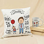 Fathers Day Gift - Doodle Cushion & Mug Gift Set