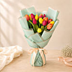 Beautifully Wrapped Mixed Tulips Bouquet