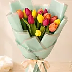 Beautifully Wrapped Mixed Tulips Bouquet