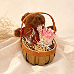 Cuddly Bear with Preserved Bouquet and Chocolate Hamper