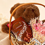 Cuddly Bear with Preserved Bouquet and Chocolate Hamper