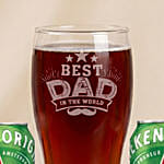 Best Dad In The World Engraved Glass with Beer Cane