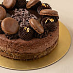 Decadent Chocolate Baked Cheesecake with Macarons
