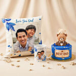 Personalised Cushion, Mug and Chocolate Cake Set for Dad