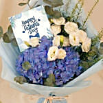 Father's Day Blue Hydrangea Bouquet & Truffle Chocolates