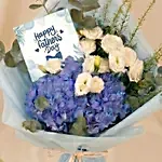 Father's Day Blue Hydrangea Bouquet & Truffle Chocolate Set